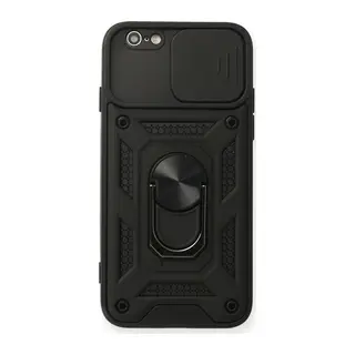 Apple iPhone 6 Kılıf Pars Lens Yüzüklü Silikon - Siyah