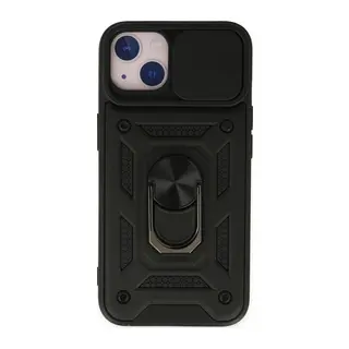 Apple iPhone 14 Kılıf Pars Lens Yüzüklü Silikon - Siyah