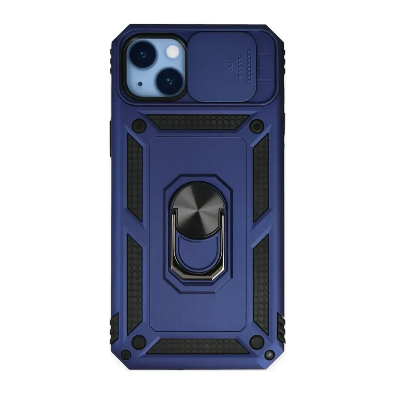 Apple iPhone 14 Plus Kılıf Pars Lens Yüzüklü Silikon - Lacivert