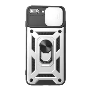 Apple iPhone 7 Plus Kılıf Pars Lens Yüzüklü Silikon - Gümüş