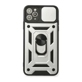 Apple iPhone 11 Pro Kılıf Pars Lens Yüzüklü Silikon - Gümüş