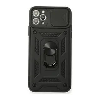 Apple iPhone 11 Pro Max Kılıf Pars Lens Yüzüklü Silikon - Siyah