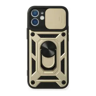 Apple iPhone 11 Kılıf Pars Lens Yüzüklü Silikon - Gold
