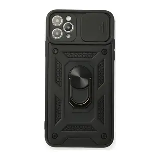 Apple iPhone 11 Pro Kılıf Pars Lens Yüzüklü Silikon - Siyah