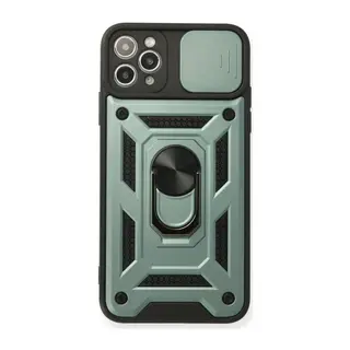Apple iPhone 11 Pro Max Kılıf Pars Lens Yüzüklü Silikon - Yeşil