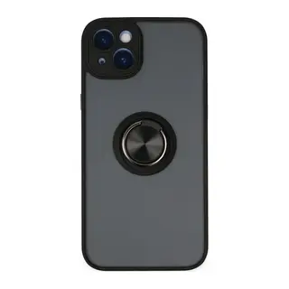 Apple iPhone 14 Kılıf Montreal Yüzüklü Silikon Kapak - Siyah