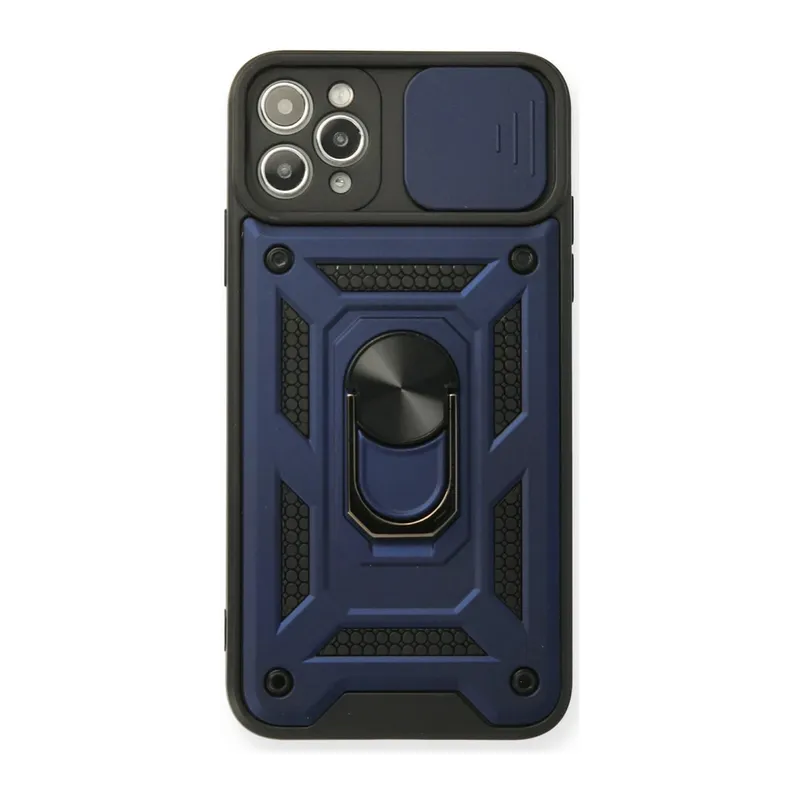 Apple iPhone 11 Pro Kılıf Pars Lens Yüzüklü Silikon - Lacivert