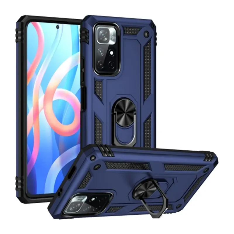 Xiaomi Redmi Note 11T Kılıf Sofya Yüzüklü Silikon Kapak - Lacivert
