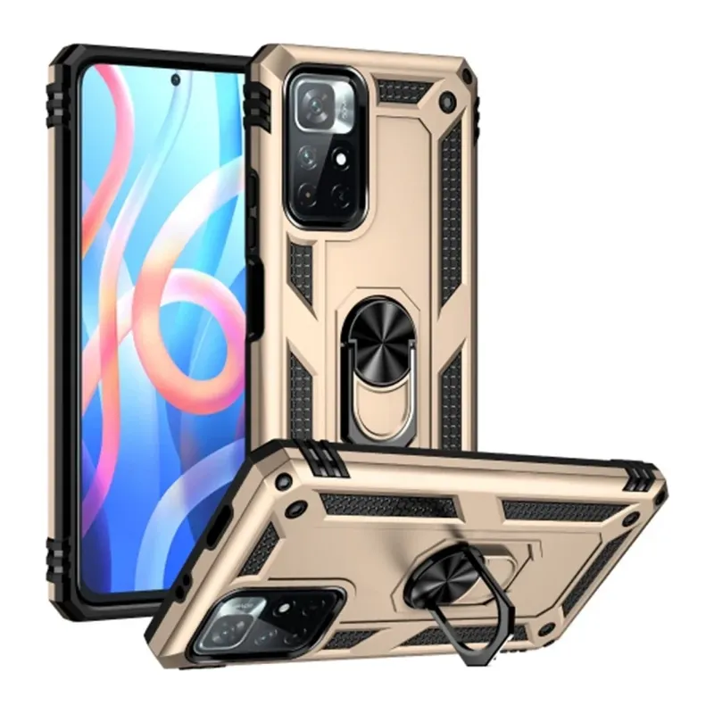 Xiaomi Redmi Note 11T Kılıf Sofya Yüzüklü Silikon Kapak - Gold