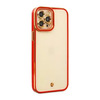 Apple iPhone 12 Pro Max Kılıf Liva Lens Silikon - Kırmızı