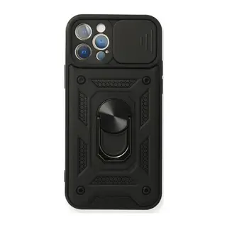 Apple iPhone 12 Pro Kılıf Pars Lens Yüzüklü Silikon - Siyah