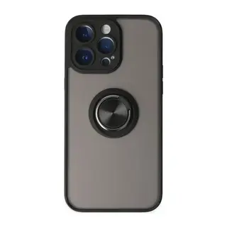 Apple iPhone 14 Pro Max Kılıf Montreal Yüzüklü Silikon Kapak - Siyah