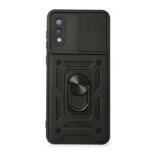 Samsung Galaxy A02 Kılıf Pars Lens Yüzüklü Silikon - Siyah