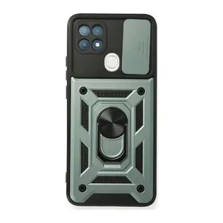 Oppo A15 Kılıf Pars Lens Yüzüklü Silikon - Yeşil
