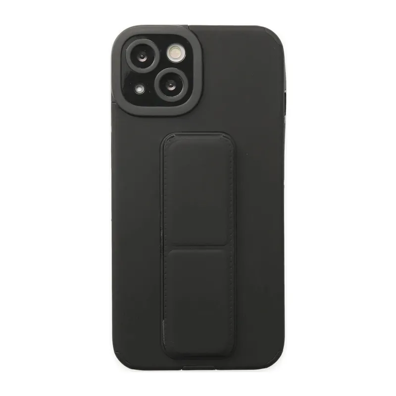 Apple iPhone 14 Plus Kılıf Mega Standlı Silikon - Siyah