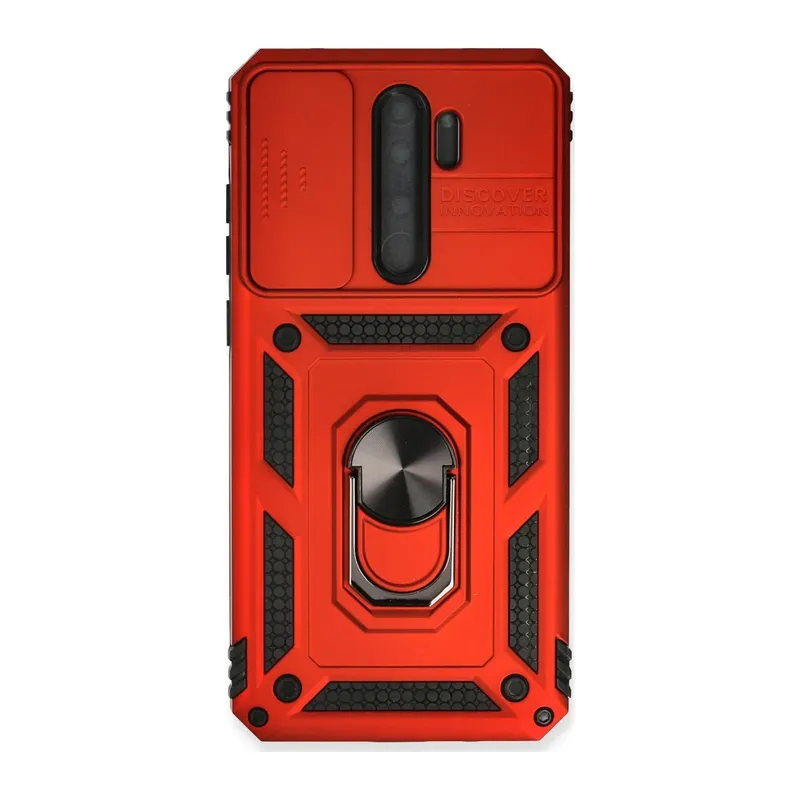 Xiaomi Redmi Note 8 Pro Kılıf Pars Lens Yüzüklü Silikon - Kırmızı
