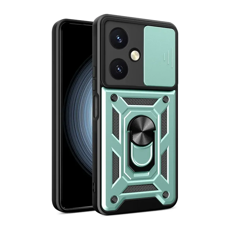 Vivo Y27 Kılıf Pars Lens Yüzüklü Silikon - Yeşil