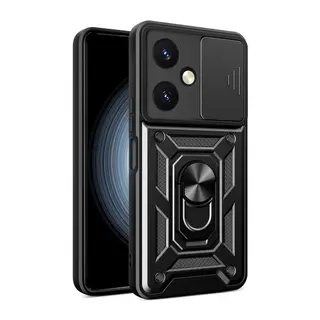 Vivo Y27 Kılıf Pars Lens Yüzüklü Silikon - Siyah