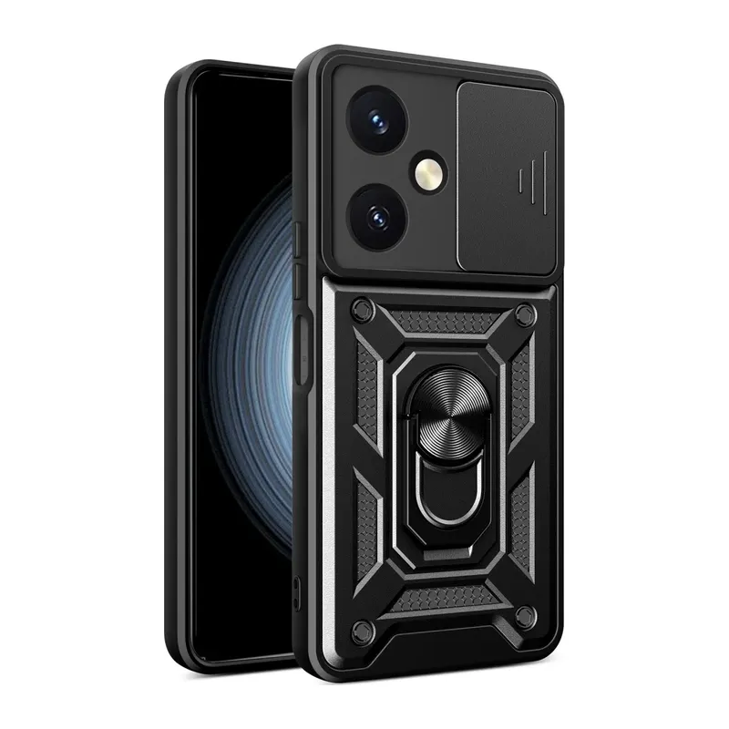 Vivo Y27 Kılıf Pars Lens Yüzüklü Silikon - Siyah