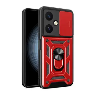 Vivo Y27 Kılıf Pars Lens Yüzüklü Silikon - Kırmızı