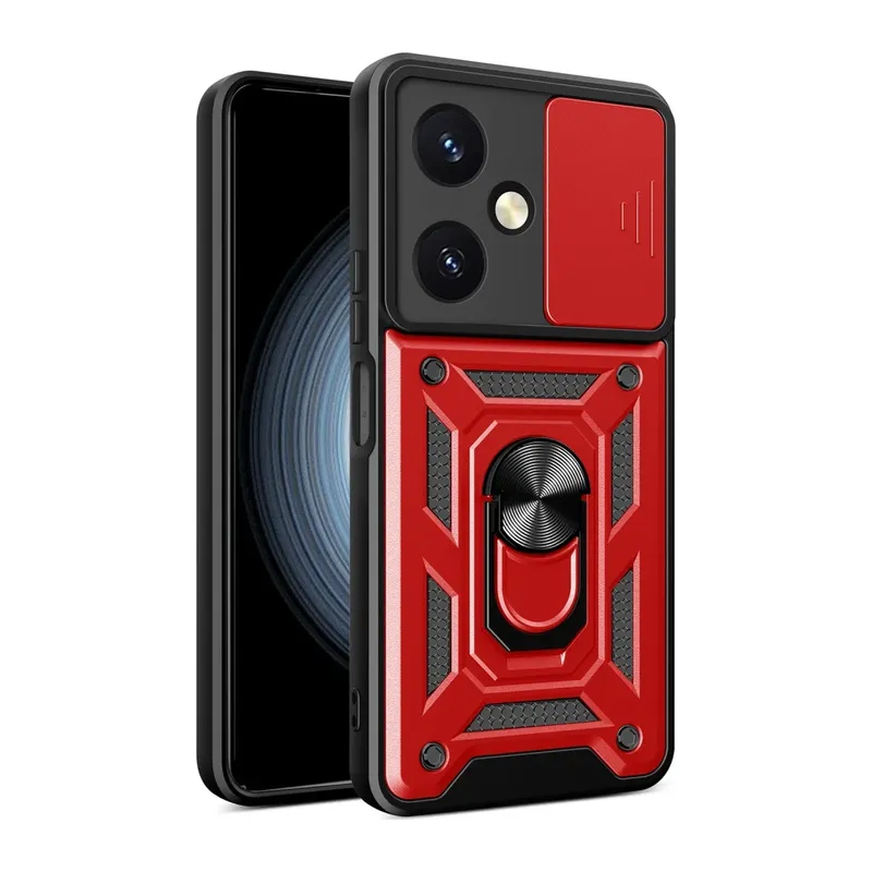 Vivo Y27 Kılıf Pars Lens Yüzüklü Silikon - Kırmızı
