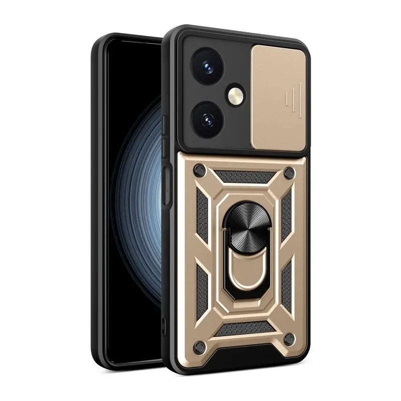 Vivo Y27 Kılıf Pars Lens Yüzüklü Silikon - Gold