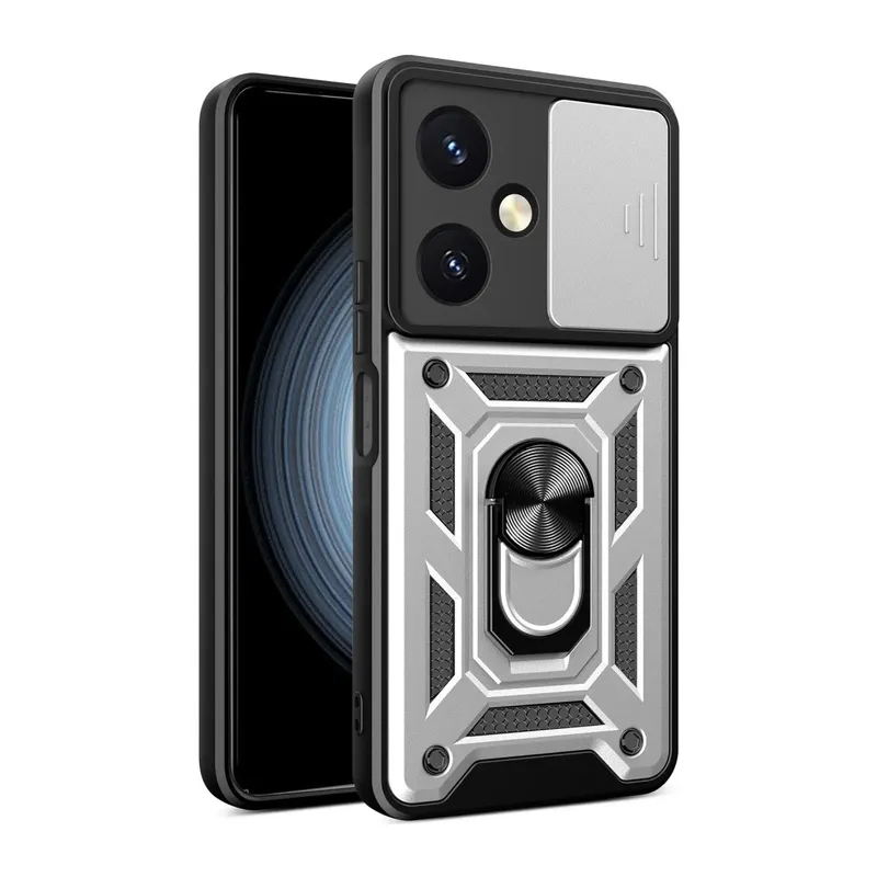 Vivo Y27 Kılıf Pars Lens Yüzüklü Silikon - Gümüş