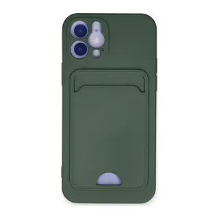 Apple iPhone 12 Kılıf Kelvin Kartvizitli Silikon - Koyu Yeşil