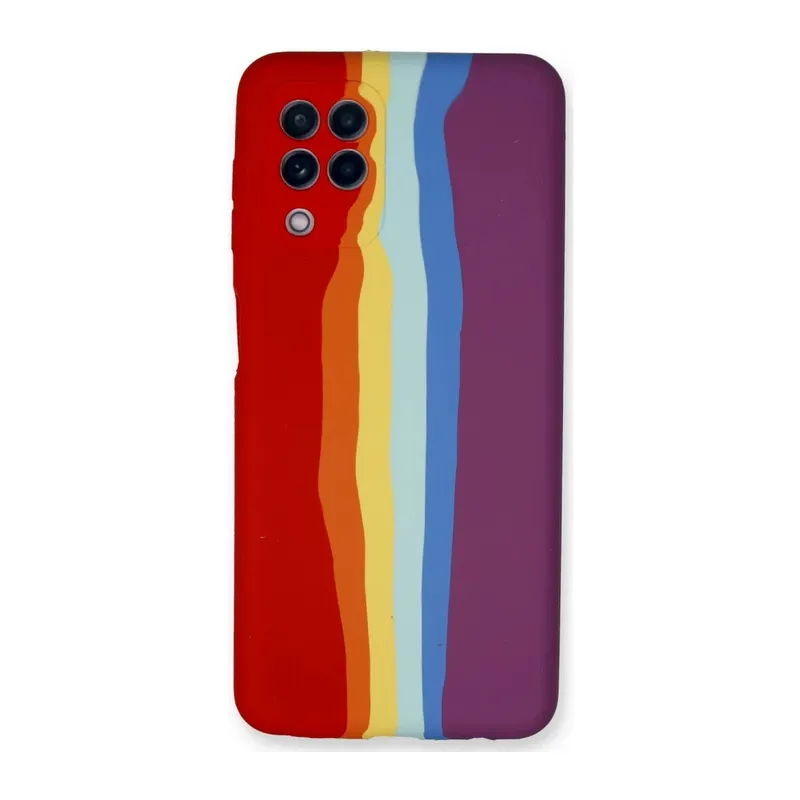 Samsung Galaxy A22 Kılıf Ebruli Lansman Silikon - Kırmızı-Mor