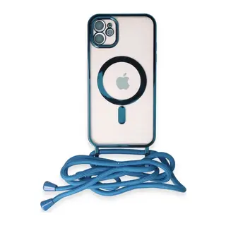 Apple iPhone 11 Kılıf Divo Lazer Askılı Magsafe Kapak - Sierra Blue