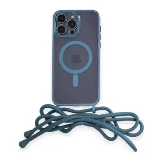 Apple iPhone 14 Pro Kılıf Divo Lazer Askılı Magsafe Kapak - Sierra Blue