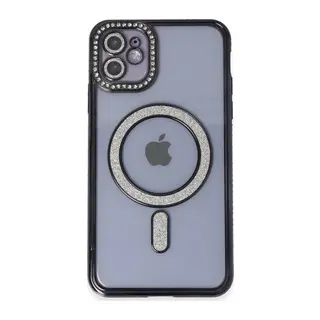 Apple iPhone 11 Kılıf Joke Simli Magneticsafe Kılıf - Siyah