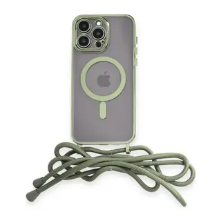 Apple iPhone 14 Pro Kılıf Divo Lazer Askılı Magsafe Kapak - Koyu Yeşil