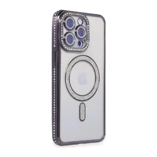 Apple iPhone 14 Pro Kılıf Joke Simli Magneticsafe Kılıf - Derin Mor