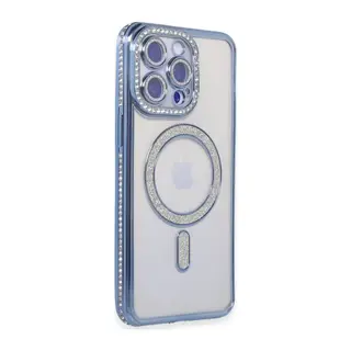 Apple iPhone 14 Pro Kılıf Joke Simli Magneticsafe Kılıf - Mavi