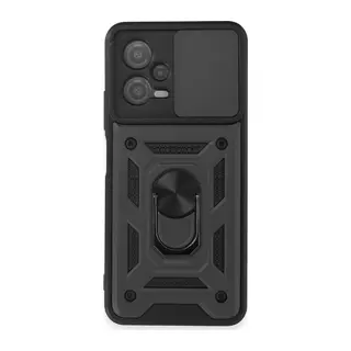 Xiaomi Redmi Note 12 5G Kılıf Pars Lens Yüzüklü Silikon - Siyah