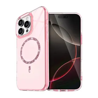 Apple iPhone 15 Pro Max Live Diamond Magsafe Kapak - Pembe