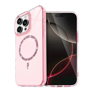 Apple iPhone 14 Pro Max Live Diamond Magsafe Kapak - Pembe