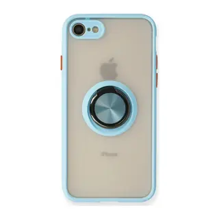 Apple iPhone 7 Kılıf Montreal Yüzüklü Silikon Kapak - Buz Mavi