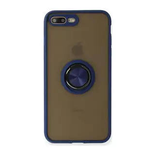 Apple iPhone 7 Plus Kılıf Montreal Yüzüklü Silikon Kapak - Lacivert