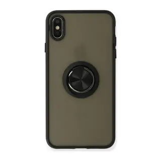 Apple iPhone XS Max Kılıf Montreal Yüzüklü Silikon Kapak - Siyah