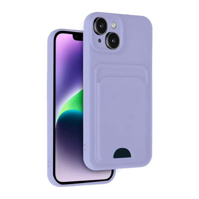 Apple iPhone 14 Kılıf Kelvin Kartvizitli Silikon - Lila