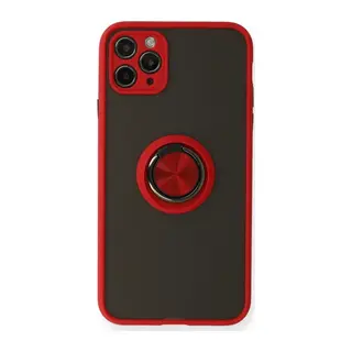 Apple iPhone 11 Pro Kılıf Montreal Yüzüklü Silikon Kapak - Kırmızı