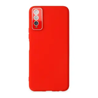 Vivo Y11S Kılıf Lansman Glass Kapak - Kırmızı