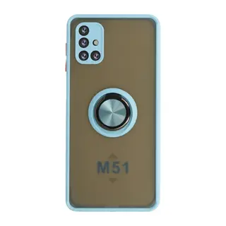 Samsung Galaxy M51 Kılıf Montreal Yüzüklü Silikon Kapak - Buz Mavi