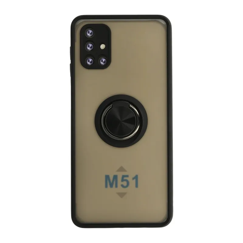 Samsung Galaxy M51 Kılıf Montreal Yüzüklü Silikon Kapak - Siyah