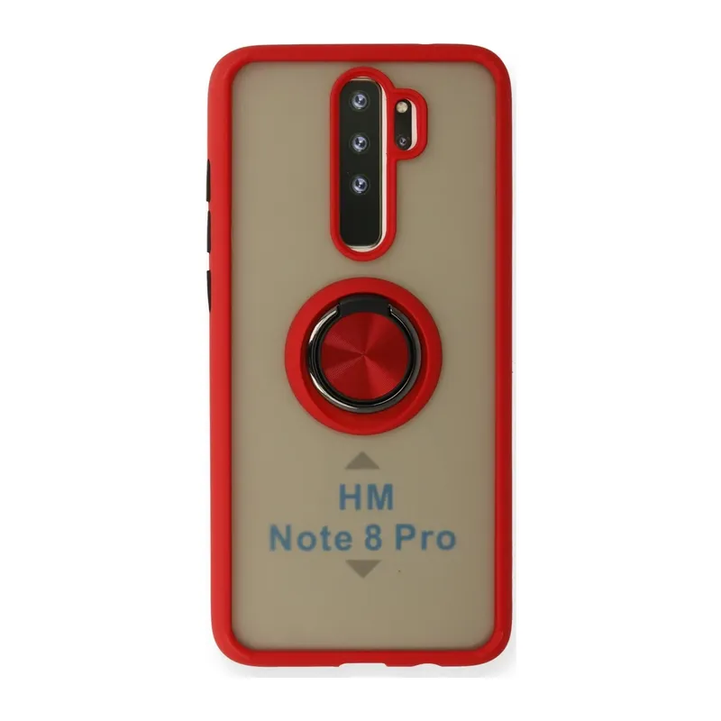 Xiaomi Redmi Note 8 Pro Kılıf Montreal Yüzüklü Silikon Kapak - Kırmızı