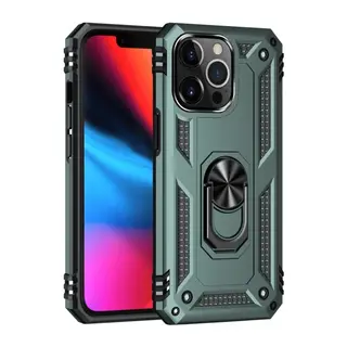 Apple iPhone 14 Pro Kılıf Sofya Yüzüklü Silikon Kapak - Yeşil