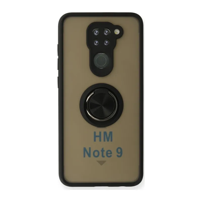 Xiaomi Redmi Note 9 Kılıf Montreal Yüzüklü Silikon Kapak - Siyah
