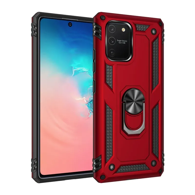 Samsung Galaxy A91 / S10 Lite Kılıf Sofya Yüzüklü Silikon Kapak - Kırmızı